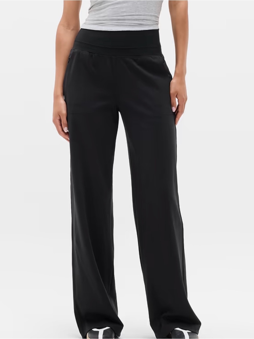 Athleta Venice High Rise Black Wide-Leg Pull-On Pants Small